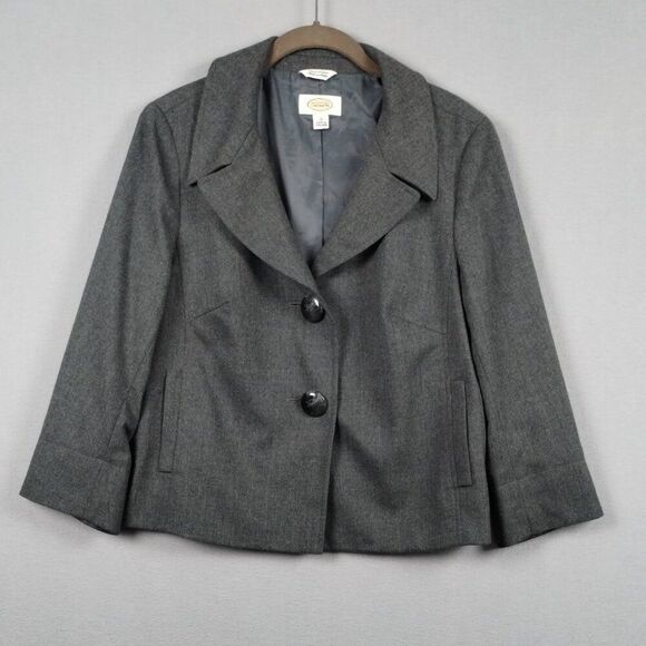 Talbots Vintage Wool Jacket Button Down Fully Lined Side Pockets Gray Size 10 - Picture 1 of 10